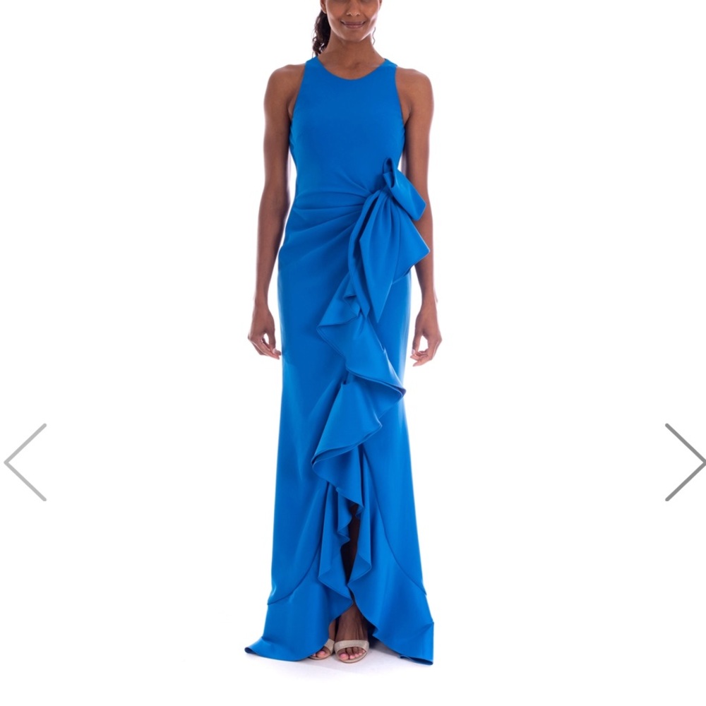 Badgley Mischa Crepe Ruffle Side Gown Size 6